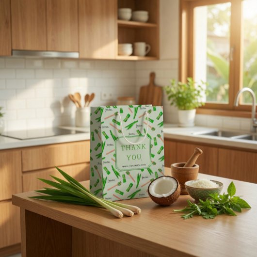 Custom Pandan Leaf Pattern Paper Bag Medium Cadeauzakje