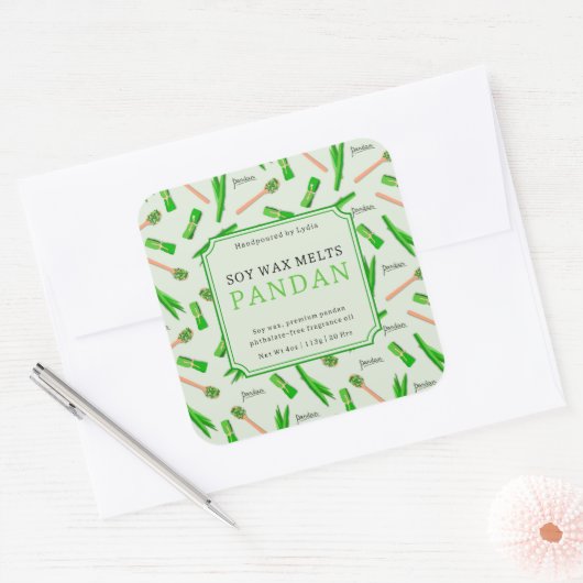Custom Pandan Wax Melts Square Sticker (Envelop)