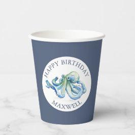 Custom Paper Cups Verjaardagsfeestje Blauw Nautisc Papieren Bekers
