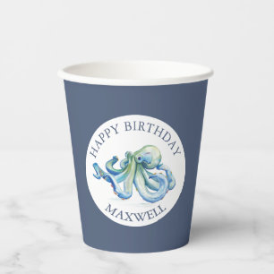 Custom Paper Cups Verjaardagsfeestje Blauw Nautisc Papieren Bekers
