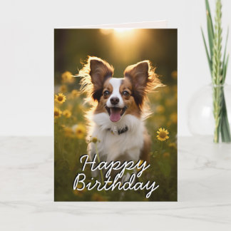 Custom Papillon Happy Birthday Kaart