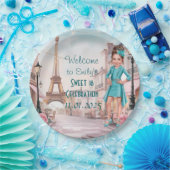 Custom Paris en Rozen Sweet 16 in Parijs Papieren Bordje (Feest)