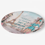 Custom Paris en Rozen Sweet 16 in Parijs Papieren Bordje (Gekanteld)