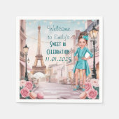 Custom Paris en Rozen Sweet 16 in Parijs Servet (Voorkant)