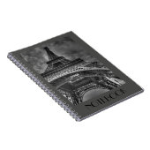 Custom Paris France Eiffel Tower Gray Notebook Notitieboek (Rechterzijde)