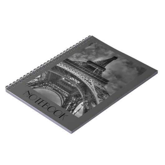 Custom Paris France Eiffel Tower Gray Notebook Notitieboek (Linkerzijde)