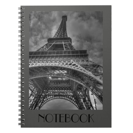 Custom Paris France Eiffel Tower Gray Notebook Notitieboek (Voorkant)