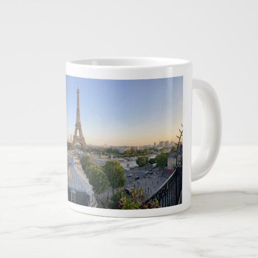 Custom Paris Panoramic Skyline View Eiffel Tower Grote Koffiekop (Voorkant rechts)