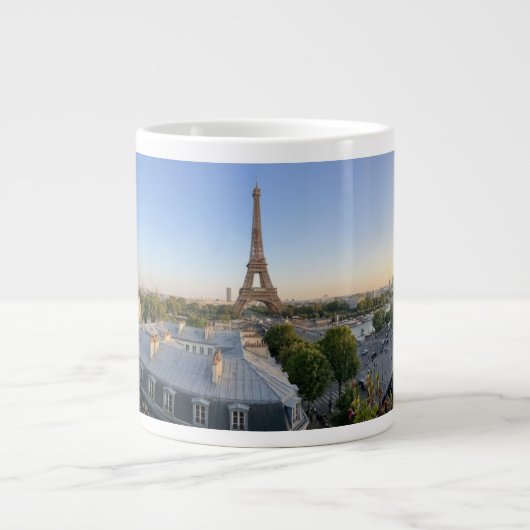 Custom Paris Panoramic Skyline View Eiffel Tower Grote Koffiekop (Voorkant)