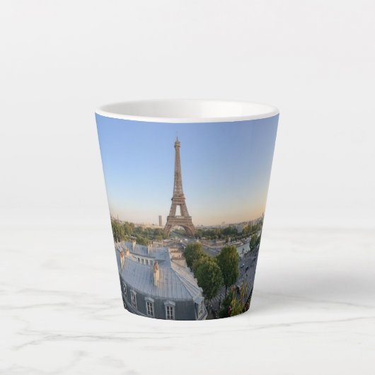 Custom Paris Panoramic Skyline View Eiffel Tower Latte Mok (Voorkant)