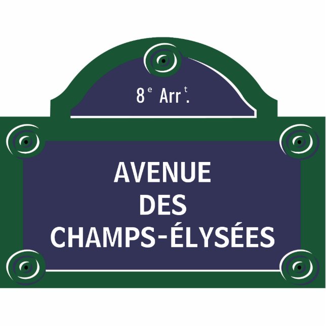 Custom Paris Street Sign Fotobeeldje Magneet (Voorkant)