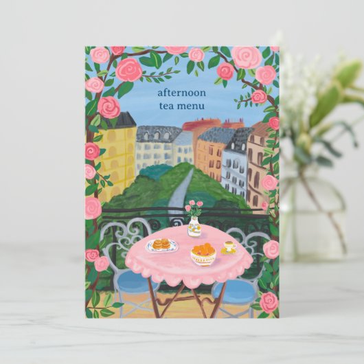 CUSTOM Paris Tea op het balkon met een Uitzicht Ar Menu (Staand voorkant)