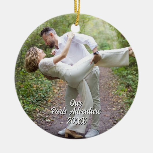 Custom Paris Travel Photo Christmas Tree Keramisch Ornament (Voorkant)