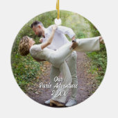 Custom Paris Travel Photo Christmas Tree Keramisch Ornament (Achterkant)