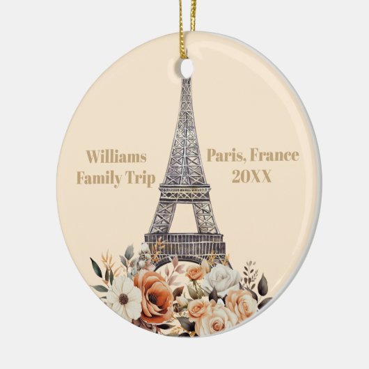 Custom Paris Trip Eiffel Tower Floral Christmas Keramisch Ornament (Links)