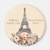 Custom Paris Trip Eiffel Tower Floral Magneet (Voorkant)