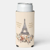 Custom Paris Trip Eiffel Tower Floral Seltzer Blikjeskoeler (Seltzer Voorkant)