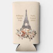 Custom Paris Trip Eiffel Tower Floral Seltzer Blikjeskoeler (Voorkant)