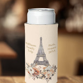 Custom Paris Trip Eiffel Tower Floral Seltzer Blikjeskoeler