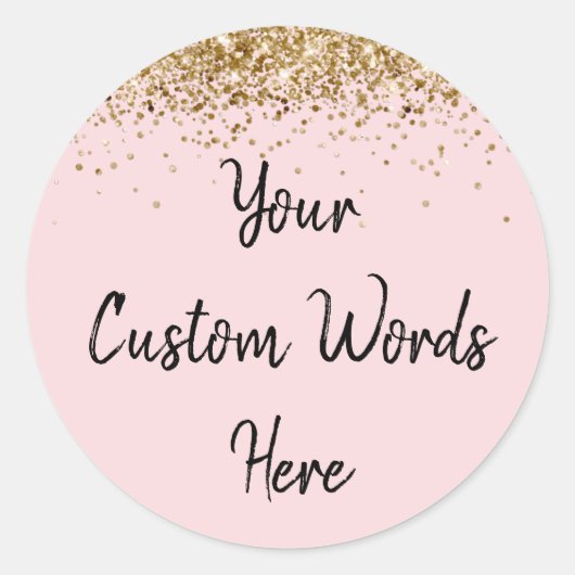 Custom Party Favoriet Verjaardag Blush Roze Goud Z Ronde Sticker (Voorkant)