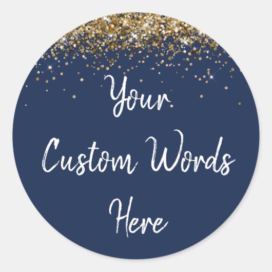 Custom Party Favoriet Verjaardag Marine Blauw Goud Ronde Sticker (Voorkant)