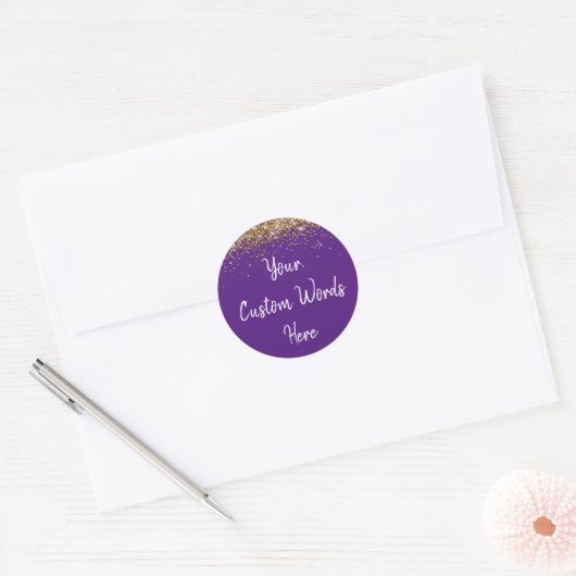 Custom Party Favoriet Verjaardag Paarse Goud en Wi Ronde Sticker (Envelop)