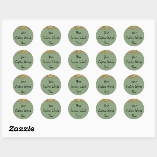 Custom Party Favoriet Verjaardag Wijze Groen Goud  Ronde Sticker (Vel)