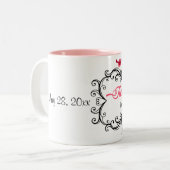 Custom Pas getrouwd Bride and Groom Tweekleurige Koffiemok (Voorkant links)