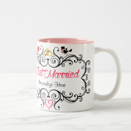 Custom Pas getrouwd Bride and Groom Tweekleurige Koffiemok