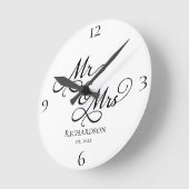 Custom Pas getrouwd paar Mr en Mrs Clock Ronde Klok (Hoek)