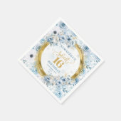 Custom Pastel Blauw Sweet 16 Gouden Glitter Servet (Hoek)