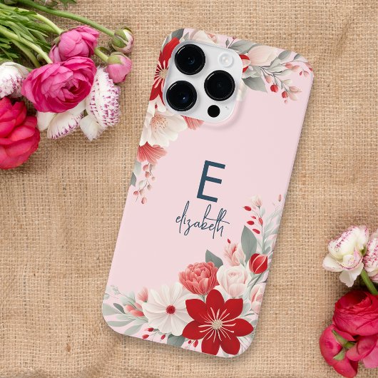 Custom Pastel Bloemen Lijst Delicate Roze Schattig Case-Mate iPhone Case