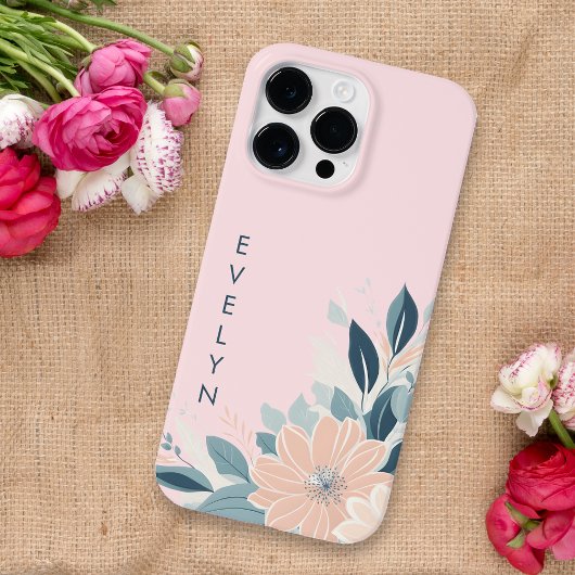 Custom Pastel Bloemen Lijst Delicate Roze Schattig Case-Mate iPhone Case