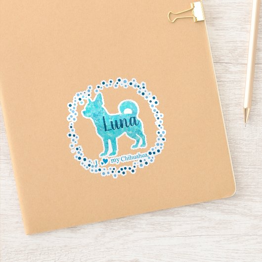 Custom Pastel blue chihuahua Silhouette sticker (Notitieboek)