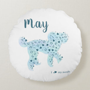 Custom Pastel Blue Poedel Silhouette Sierkussen Rond Kussen