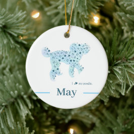 Custom Pastel Blue Poodle Silhouette customizable Keramisch Ornament