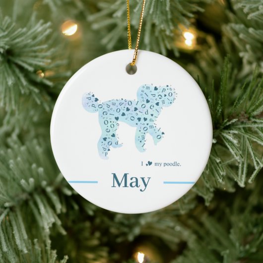 Custom Pastel Blue Poodle Silhouette customizable Keramisch Ornament (Boom)