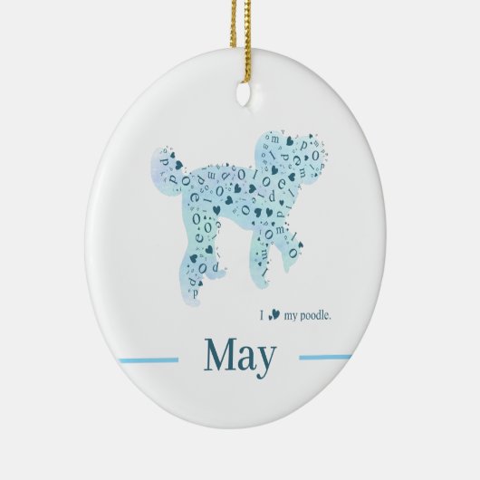 Custom Pastel Blue Poodle Silhouette customizable Keramisch Ornament (Rechts)