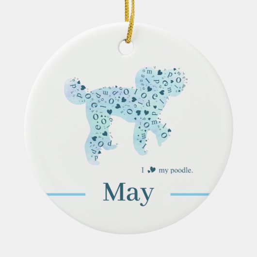 Custom Pastel Blue Poodle Silhouette customizable Keramisch Ornament (Voorkant)