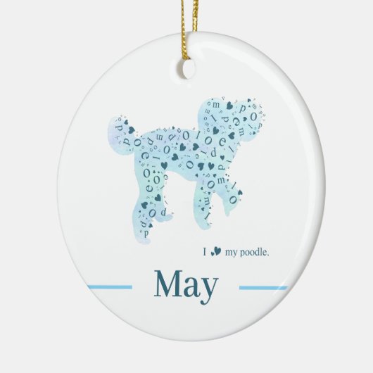 Custom Pastel Blue Poodle Silhouette customizable Keramisch Ornament (Links)