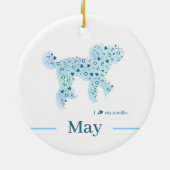 Custom Pastel Blue Poodle Silhouette customizable Keramisch Ornament (Achterkant)