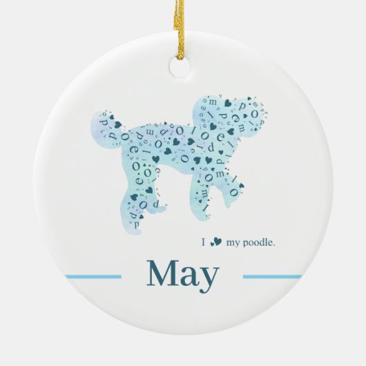 Custom Pastel Blue Poodle Silhouette customizable Keramisch Ornament (Achterkant)