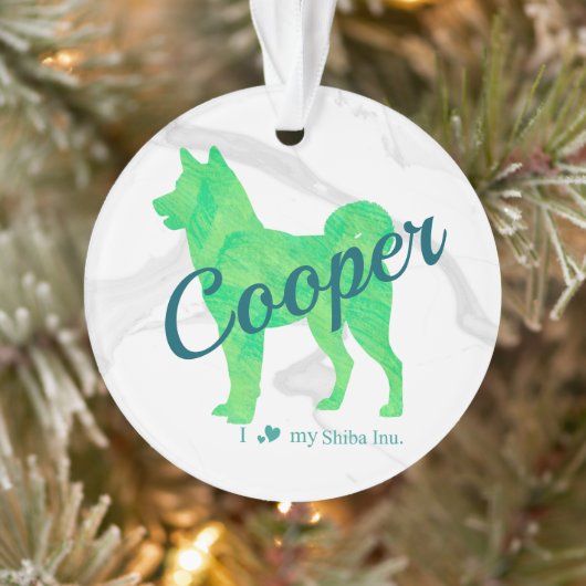 Custom Pastel Blue Shiba Inu Silhouette  Ornament (Boom)