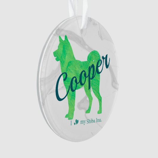 Custom Pastel Blue Shiba Inu Silhouette  Ornament (voorkant)