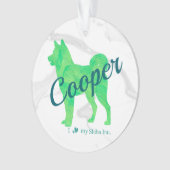 Custom Pastel Blue Shiba Inu Silhouette  Ornament (voorkant)