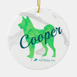 Custom Pastel Blue Shiba Inu Silhouette  Ornament