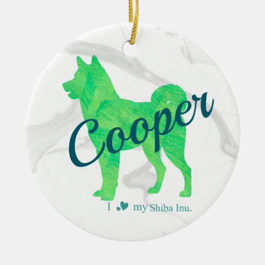 Custom Pastel Blue Shiba Inu Silhouette  Ornament (Voorkant)