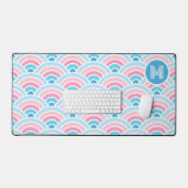 Custom Pastel Blush Roze Blauwe Waves Art Patroon Bureaumat (Keyboard & Muis)