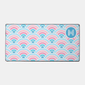 Custom Pastel Blush Roze Blauwe Waves Art Patroon Bureaumat (Voorkant)