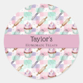 Custom Pastel Cupcake Topper Name Sticker Sheet (Voorkant)